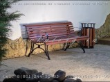 Скамейки из лиственницы на стальных опорах с подлокотниками,  с чугуном и ковкой СК16л-2 / Краснодар