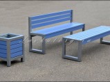 Лавочка без спинки из лиственницы СТ60л-2б на стальных опорах / Краснодар